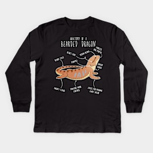 Bearded Dragon Lizard Reptile Anatomy Kids Long Sleeve T-Shirt